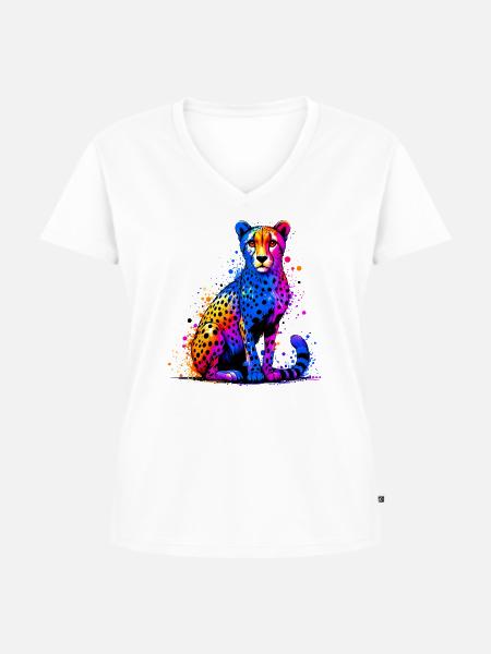 Gepard - Frauen Premium Bio T-Shirt mit V-Ausschnitt - Weiß