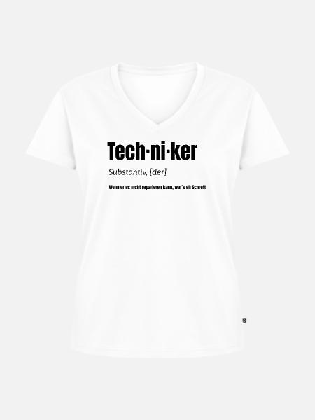 Techniker – Witziges Design - Frauen Premium Bio T-Shirt mit V-Ausschnitt - Weiß