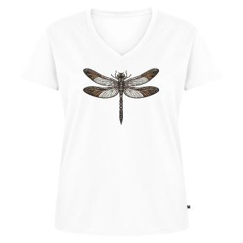 Libelle - Frauen Premium Bio T-Shirt mit V-Ausschnitt - Weiß - Vorne - AI Model Female 172 dark (172cm)