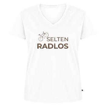 selten radlos geschenk fahrrad shirt 3d kupfer - Frauen Premium Bio T-Shirt mit V-Ausschnitt - Weiß - Vorne - AI Model Female 172 dark (172cm)