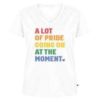 LGBTQ Pride Month - Viel Pride - Frauen Premium Bio T-Shirt mit V-Ausschnitt - Weiß - Vorne - AI Model Female 172 dark (172cm)
