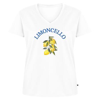 Limoncello – Zitronen am Zweig mit Schriftzug - Frauen Premium Bio T-Shirt mit V-Ausschnitt - Weiß - Vorne - AI Model Female 172 dark (172cm)