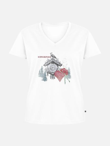 Aus dem Schwarzwald - Frauen Premium Bio T-Shirt mit V-Ausschnitt - Weiß