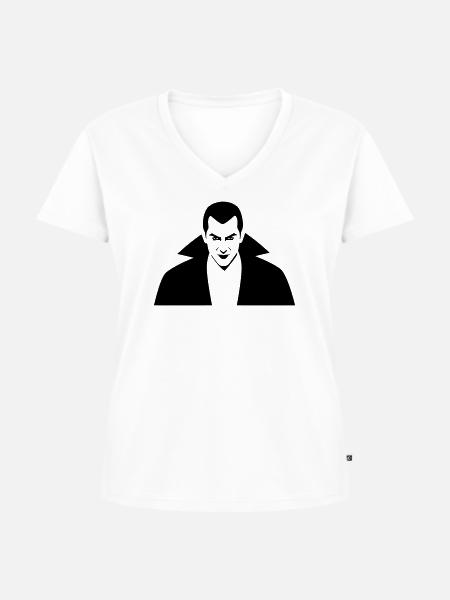 Vampir Illustration - Frauen Premium Bio T-Shirt mit V-Ausschnitt - Weiß