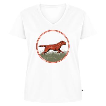 Laufender Jagdhund Naturmotiv - foxred Labrador - Frauen Premium Bio T-Shirt mit V-Ausschnitt - Weiß - Vorne - AI Model Female 172 dark (172cm)