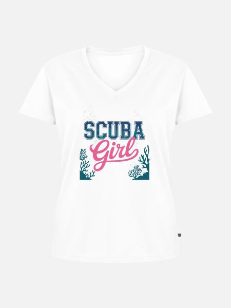 Scuba Girl Tauch-Design - Frauen Premium Bio T-Shirt mit V-Ausschnitt - Weiß