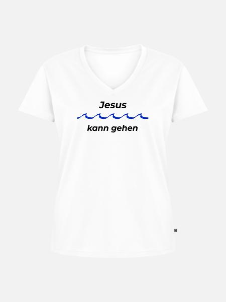Jesus kann gehen - Frauen Premium Bio T-Shirt mit V-Ausschnitt - Weiß