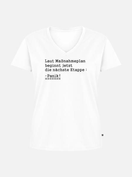 Panik - Frauen Premium Bio T-Shirt mit V-Ausschnitt - Weiß
