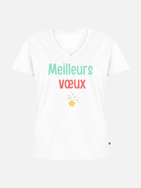 Beste Wünsche - Frauen Premium Bio T-Shirt mit V-Ausschnitt - Weiß