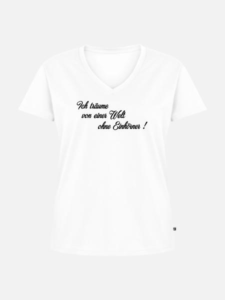 Welt ohne Einhoerner - Frauen Premium Bio T-Shirt mit V-Ausschnitt - Weiß