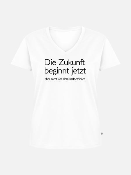 Zukunft - Frauen Premium Bio T-Shirt mit V-Ausschnitt - Weiß