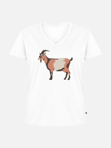 Ziege - Frauen Premium Bio T-Shirt mit V-Ausschnitt - Weiß