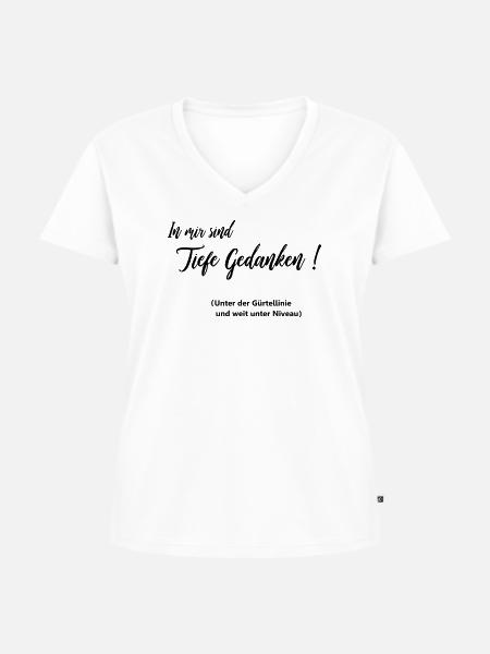 Tiefe Gedanken - Frauen Premium Bio T-Shirt mit V-Ausschnitt - Weiß