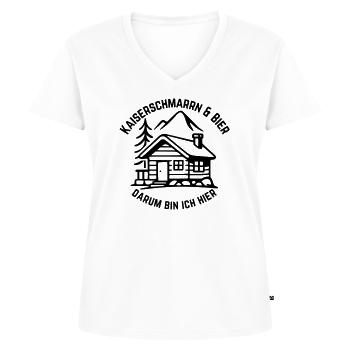 Kaiserschmarrn & Bier - Frauen Premium Bio T-Shirt mit V-Ausschnitt - Weiß - Vorne - AI Model Female 172 dark (172cm)