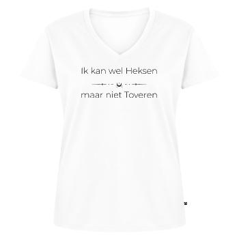 Lustige Hexe Geschenk | Ich kann Hexen - Frauen Premium Bio T-Shirt mit V-Ausschnitt - Weiß - Vorne - AI Model Female 172 dark (172cm)
