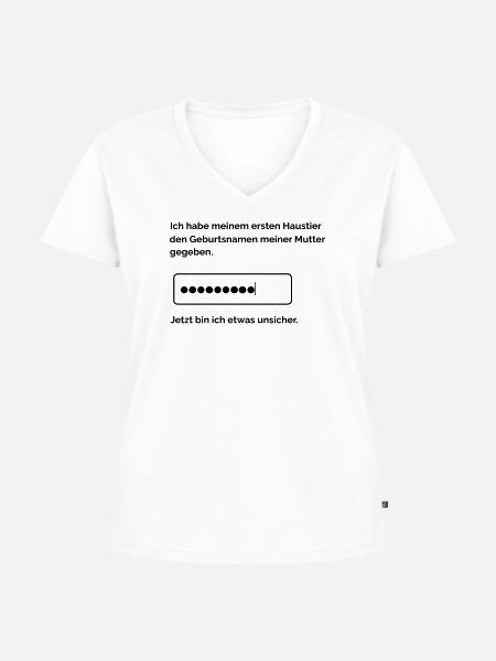 Passwortabfrage - Frauen Premium Bio T-Shirt mit V-Ausschnitt - Weiß