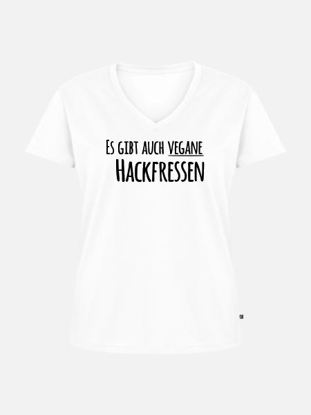 Hackfressen vegan - Frauen Premium Bio T-Shirt mit V-Ausschnitt - Weiß