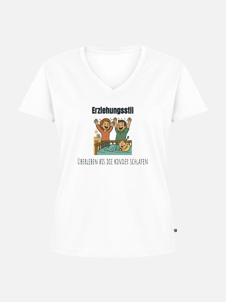Elternmodus: Überleben - Frauen Premium Bio T-Shirt mit V-Ausschnitt - Weiß