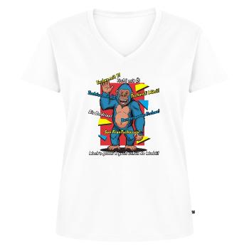 Bunter Spruch-Gorilla Cartoon. Abschiedssprüche - Frauen Premium Bio T-Shirt mit V-Ausschnitt - Weiß - Vorne - AI Model Female 172 dark (172cm)