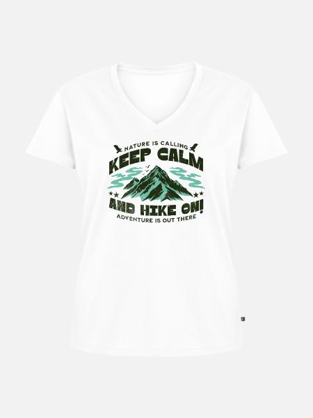 Keep Calm and Hike on - Frauen Premium Bio T-Shirt mit V-Ausschnitt - Weiß