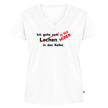 Dans la cave - T-shirt encolure en V Premium bio Femme - blanc - Devant - AI Model Female 172 dark (172cm)