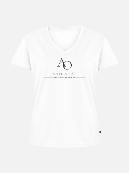 Antifa-Ost Terrororganisation US-Approved 161 - Frauen Premium Bio T-Shirt mit V-Ausschnitt - Weiß