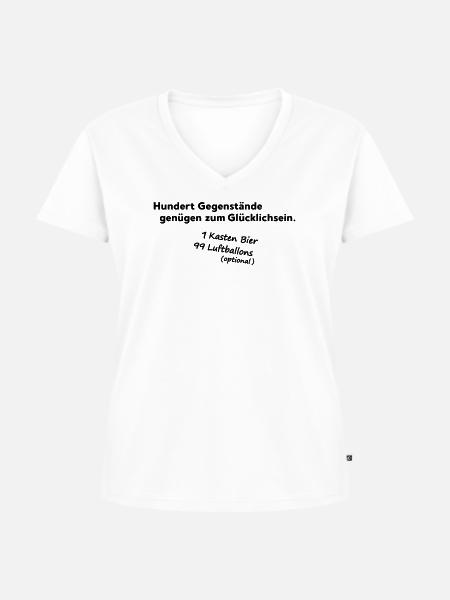 100 Gegenstaende - Frauen Premium Bio T-Shirt mit V-Ausschnitt - Weiß