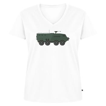 Char militaire - T-shirt encolure en V Premium bio Femme - blanc - Devant - AI Model Female 172 dark (172cm)