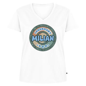 Milian als Geschenkidee - Frauen Premium Bio T-Shirt mit V-Ausschnitt - Weiß - Vorne - AI Model Female 172 dark (172cm)