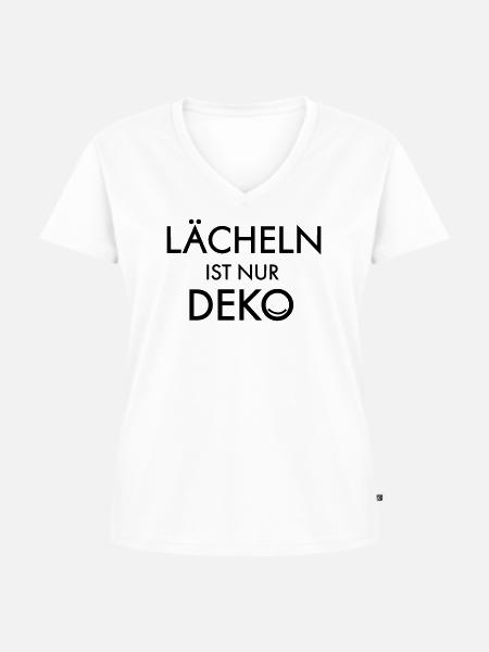 Laecheln ist Deko - Frauen Premium Bio T-Shirt mit V-Ausschnitt - Weiß