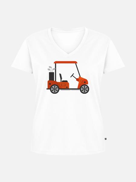 Golfwagen - Frauen Premium Bio T-Shirt mit V-Ausschnitt - Weiß