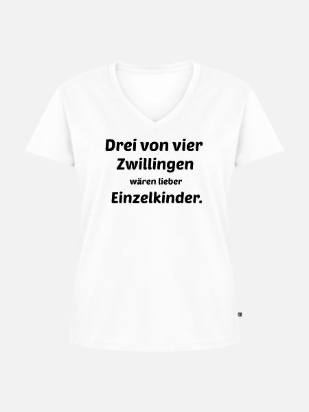 Zwillinge - Frauen Premium Bio T-Shirt mit V-Ausschnitt - Weiß