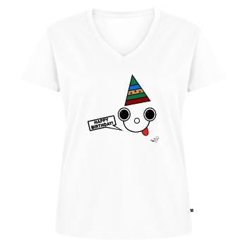 Koppie mit Partyhut - Frauen Premium Bio T-Shirt mit V-Ausschnitt - Weiß - Vorne - AI Model Female 172 dark (172cm)