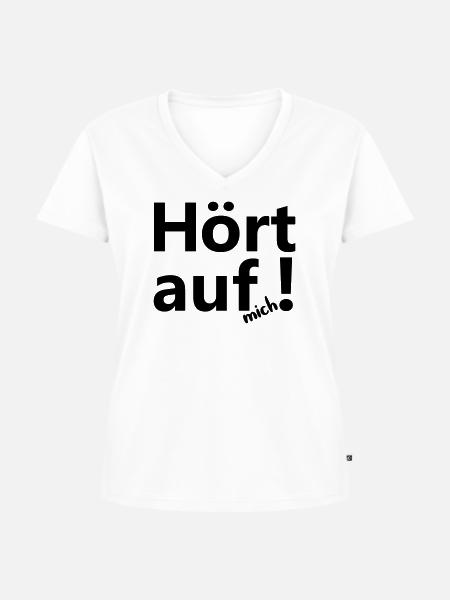 Hoert auf - Frauen Premium Bio T-Shirt mit V-Ausschnitt - Weiß