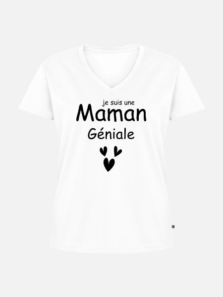 Ich bin eine geniale Mutter - Frauen Premium Bio T-Shirt mit V-Ausschnitt - Weiß