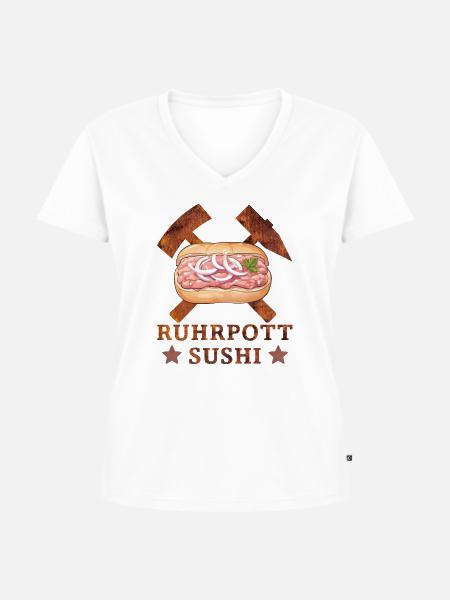 Ruhrpott Sushi - Frauen Premium Bio T-Shirt mit V-Ausschnitt - Weiß
