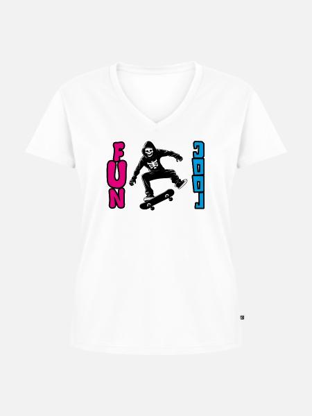 Fun_Cool - Frauen Premium Bio T-Shirt mit V-Ausschnitt - Weiß