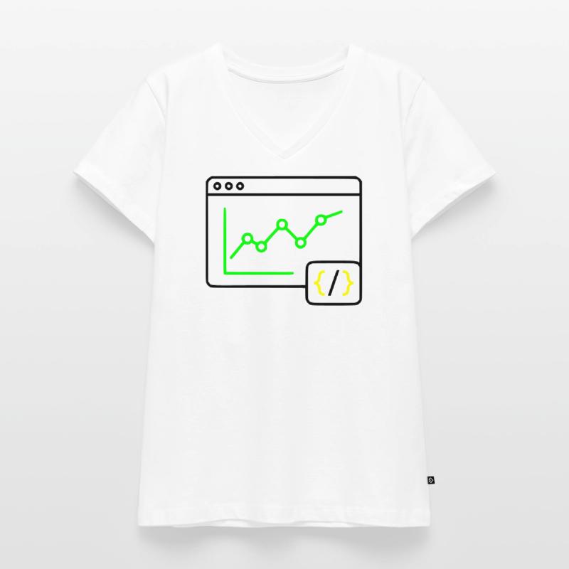 Web Analyse Chart Coding Browser Vektor Frauen Premium Bio T-Shirt mit V-Ausschnitt