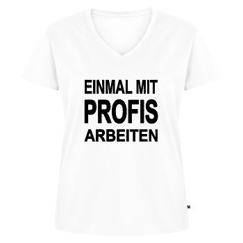 travail - T-shirt encolure en V Premium bio Femme - blanc - Devant - AI Model Female 172 dark (172cm)