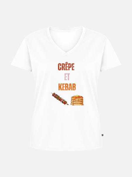 Pfannkuchen- und Kebab-Fusion - Frauen Premium Bio T-Shirt mit V-Ausschnitt - Weiß