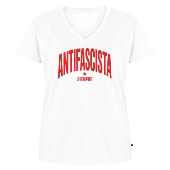 Antifascista Siempre - Antifa Tee - Frauen Premium Bio T-Shirt mit V-Ausschnitt - Weiß - Vorne - AI Model Female 172 dark (172cm)