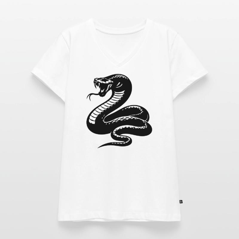 Silhouette du python serpent T-shirt encolure en V Premium bio Femme