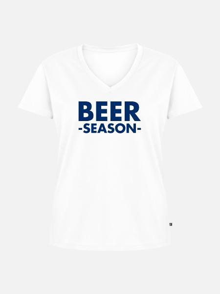 Beer Season - Bier Saison - Frauen Premium Bio T-Shirt mit V-Ausschnitt - Weiß