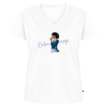 DOBRE RANJE - Women's Premium Organic V-neck T-shirt - white - Front - AI Model Female 172 dark (172cm)