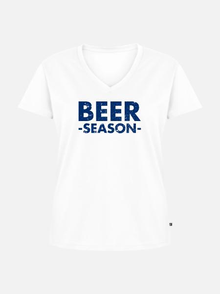 Beer Season - Bier Saison - Frauen Premium Bio T-Shirt mit V-Ausschnitt - Weiß
