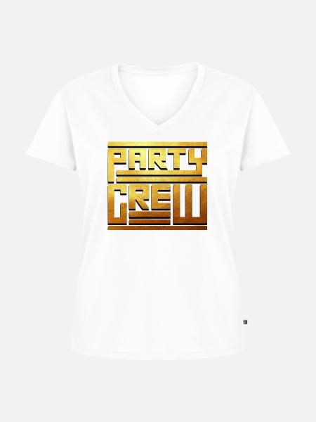 Party crew - Frauen Premium Bio T-Shirt mit V-Ausschnitt - Weiß