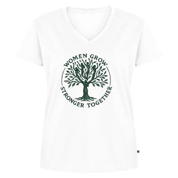 Les femmes grandissent fortement ensemble - T-shirt encolure en V Premium bio Femme - blanc - Devant - AI Model Female 172 dark (172cm)