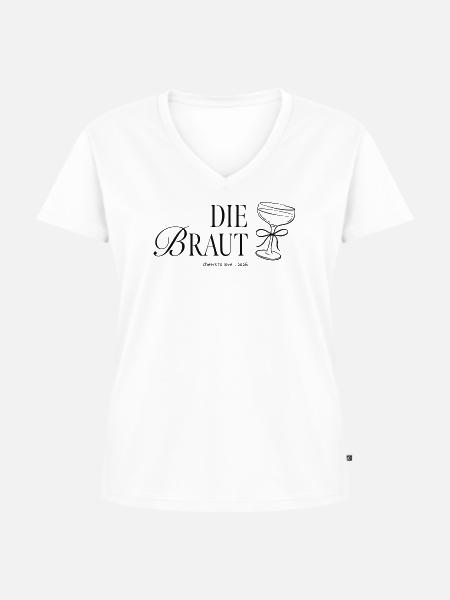Die Braut JGA Motiv - Frauen Premium Bio T-Shirt mit V-Ausschnitt - Weiß