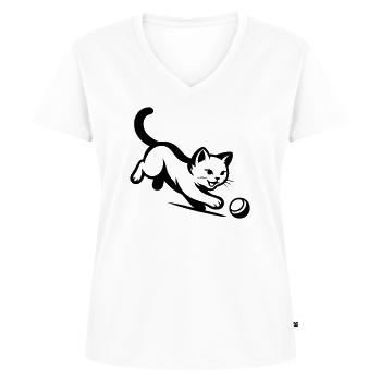 Katze - Frauen Premium Bio T-Shirt mit V-Ausschnitt - Weiß - Vorne - AI Model Female 172 dark (172cm)