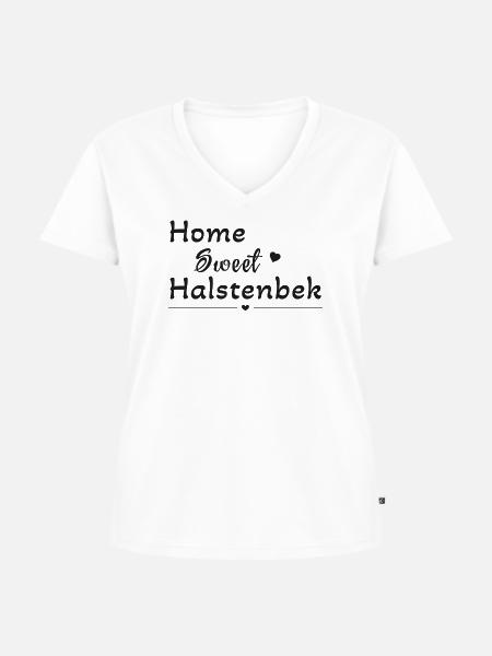 Home Sweet Halstenbek - Frauen Premium Bio T-Shirt mit V-Ausschnitt - Weiß